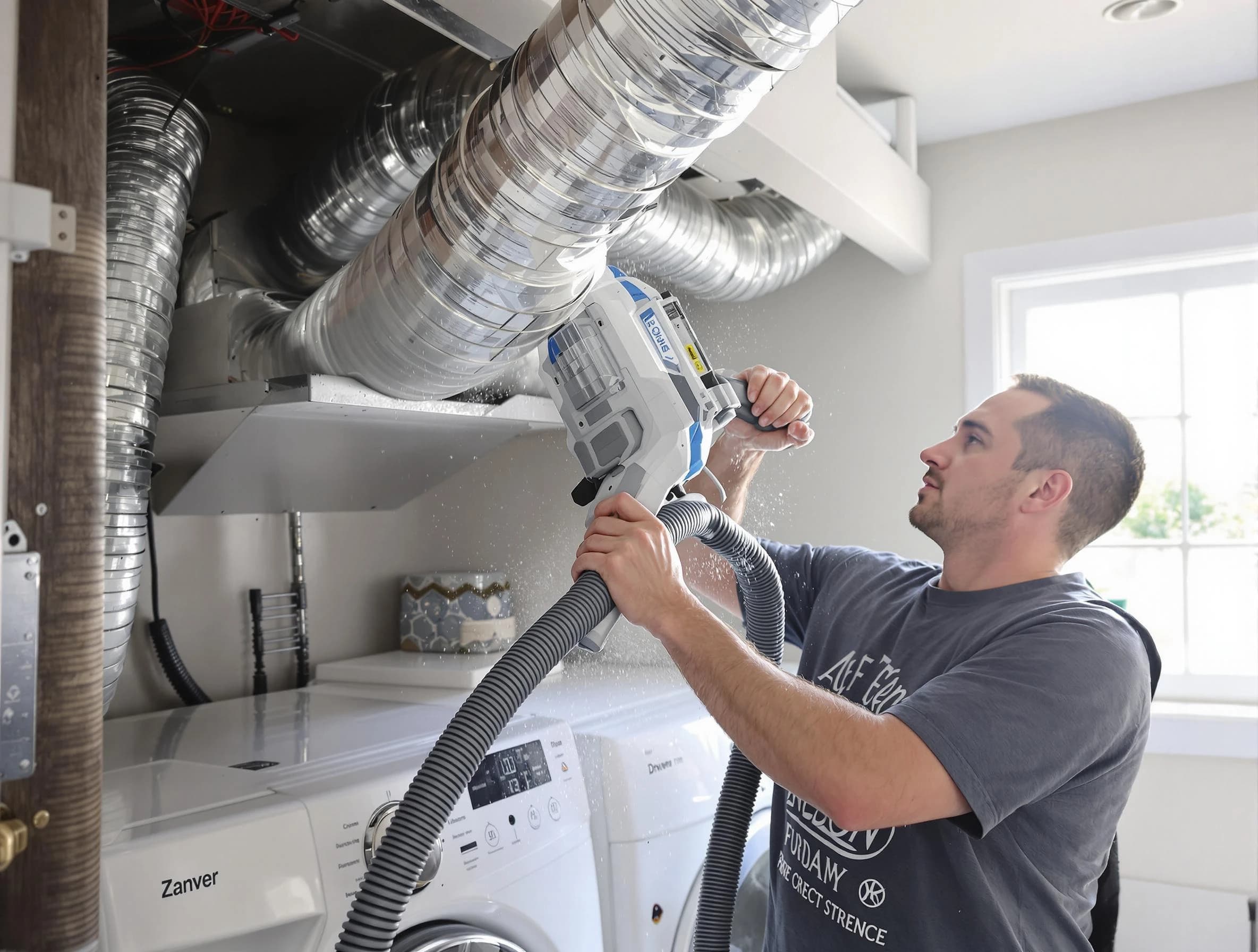 Peralta Dryer Vent Cleaning specialist cleaning deep within a dryer vent duct system in Peralta